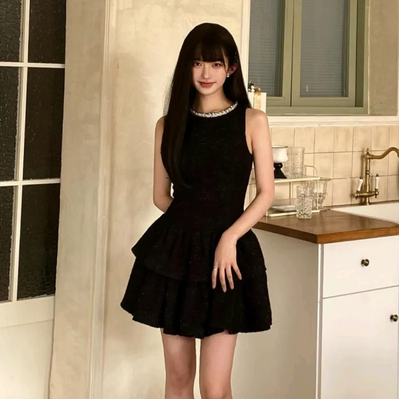 ETSE Sleeveless Dresses Women's Black Dress-1