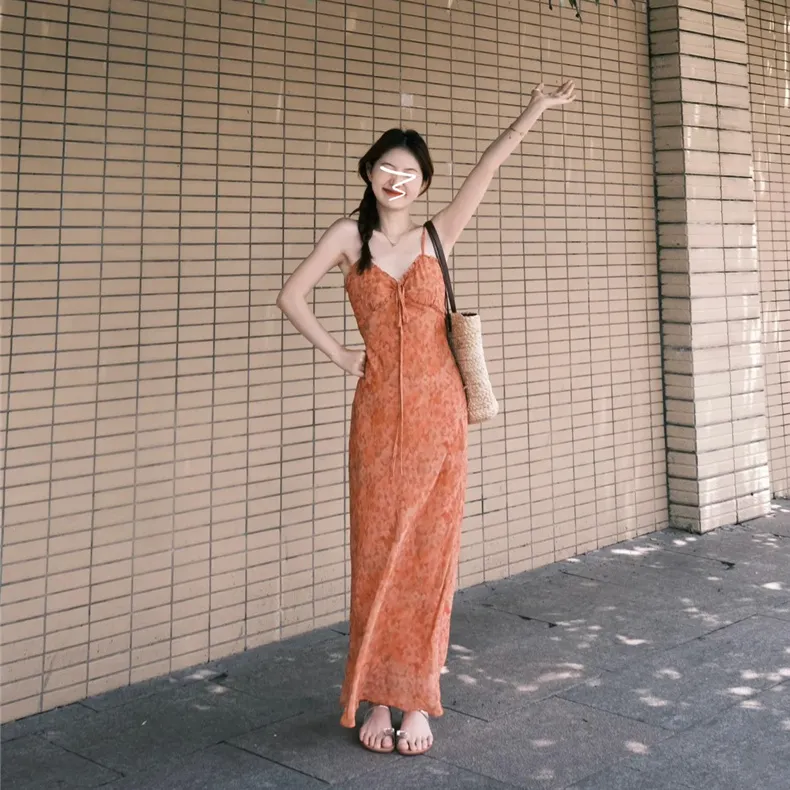 ETSE Slip Dresses Women's Orange-4