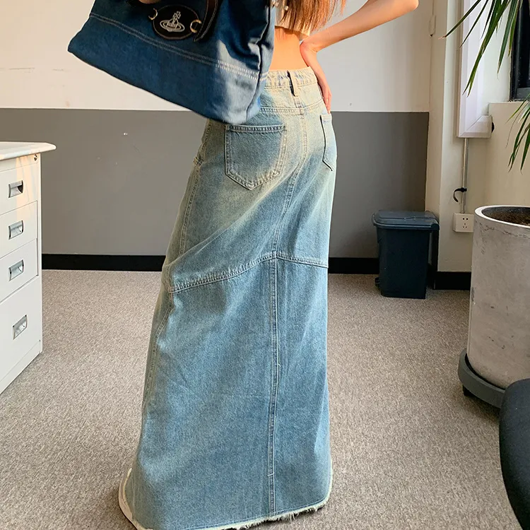ETSE Denim Long Skirt Women's Blue-3