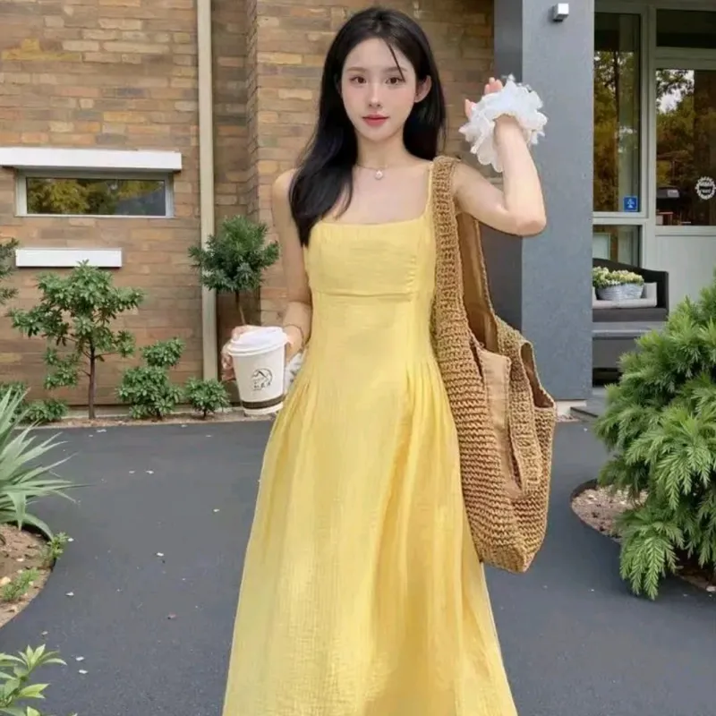 ETSE Slip Dresses Women's Yellow-4