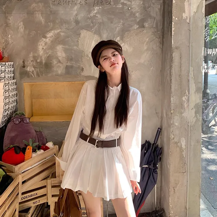 ETSE Long Sleeved Dress Women's White-4