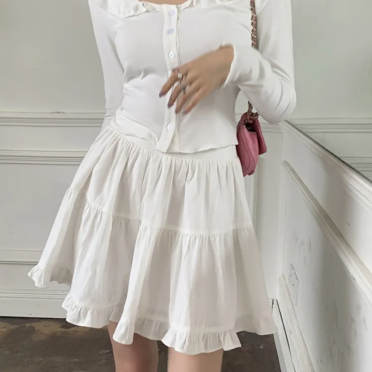 ETSE Casual Short Skirts Women's White-2