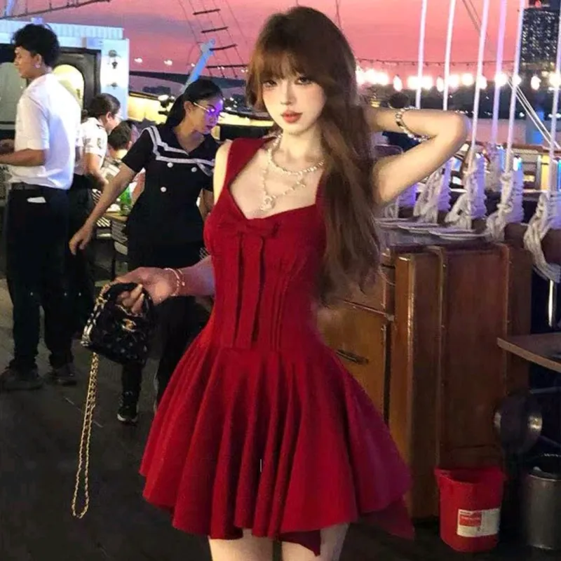 ETSE Sleeveless Dresses Women's Red-2