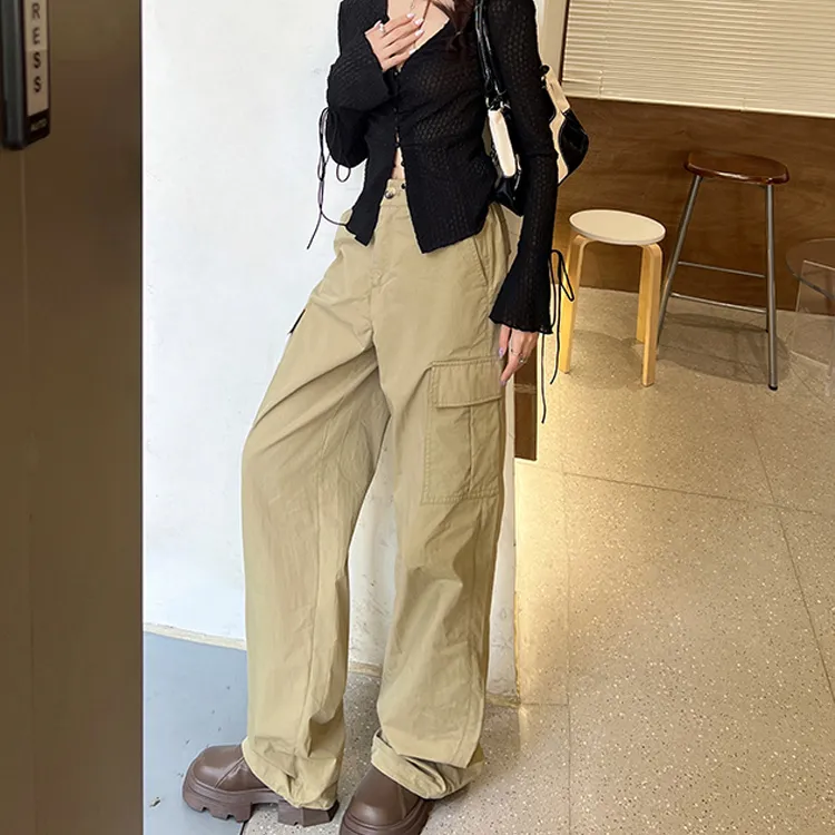 ETSE Casual Pants Women's Khaki Green-2