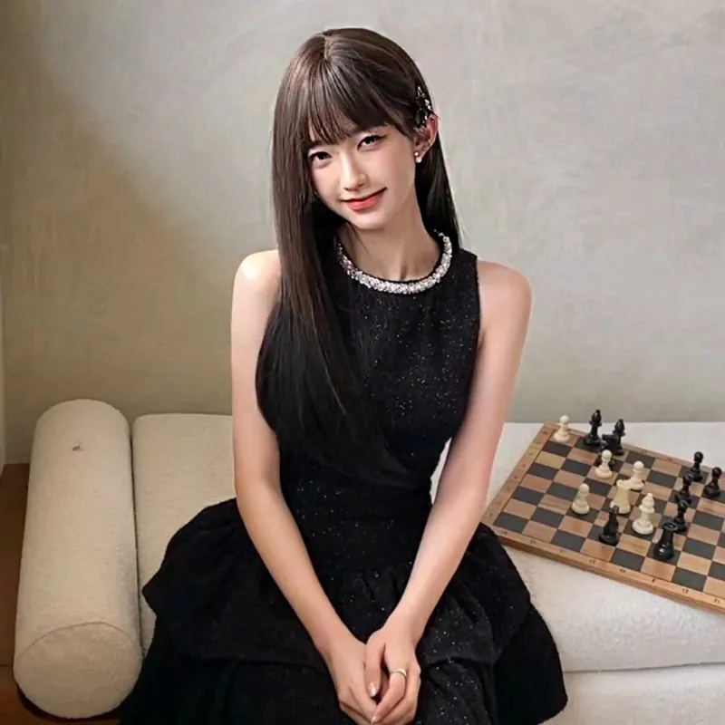 ETSE Sleeveless Dresses Women's Black Dress-3
