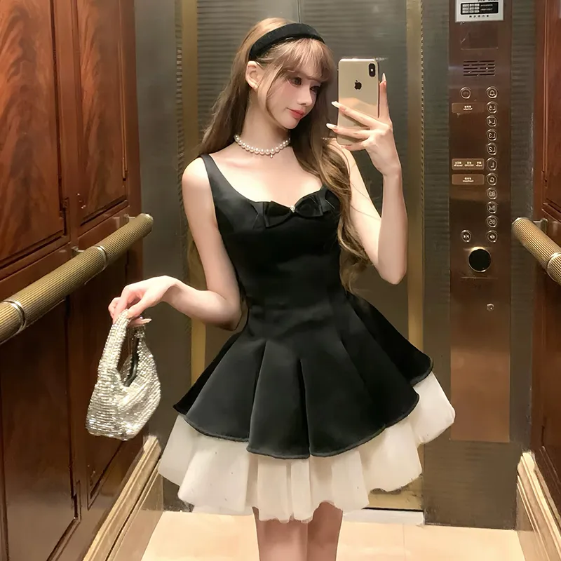 ETSE Sleeveless Dresses Women's Black Dress-3