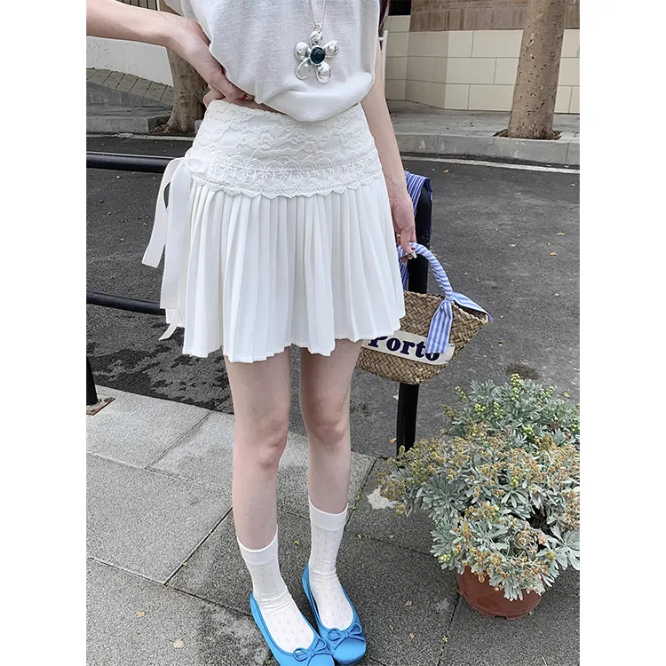 ETSE Casual Short Skirts Women's White-3