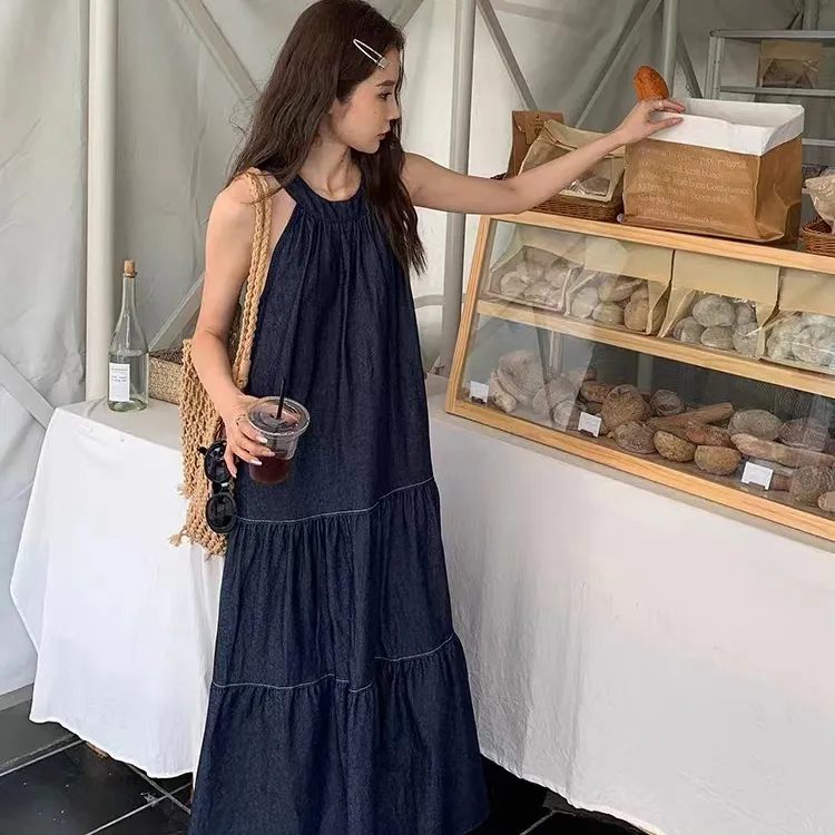 ETSE Sleeveless Dress Women's Dark Blue-3