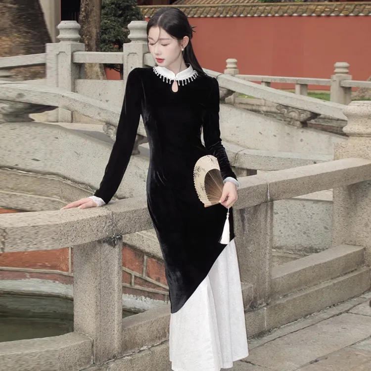 ETSE Long-Sleeved Dresses Women's Black-3