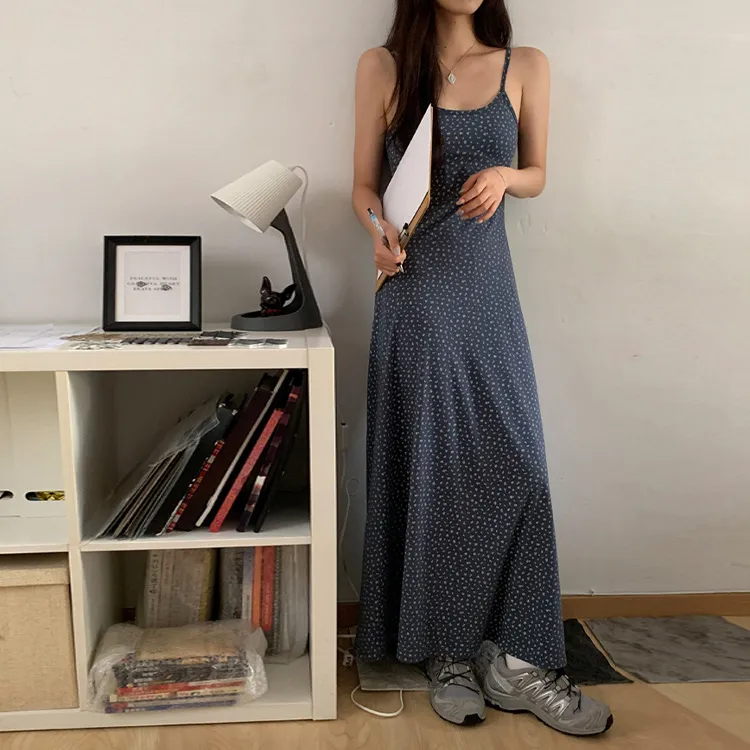 ETSE Slip Dresses Women's Navy Blue-4