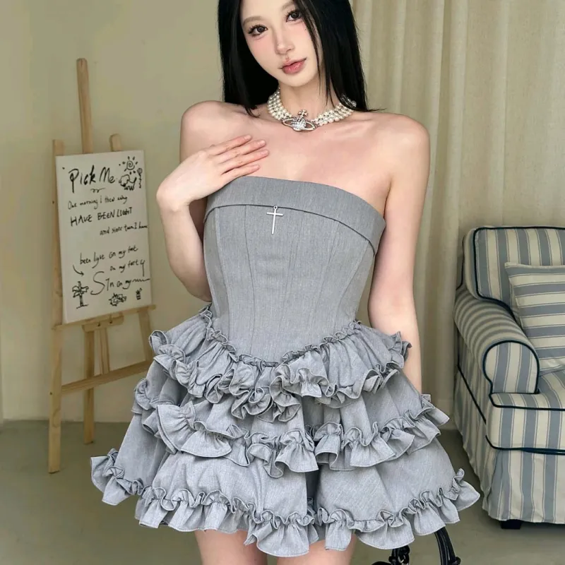 ETSE Sleeveless Dresses Women's Gray Dress-2