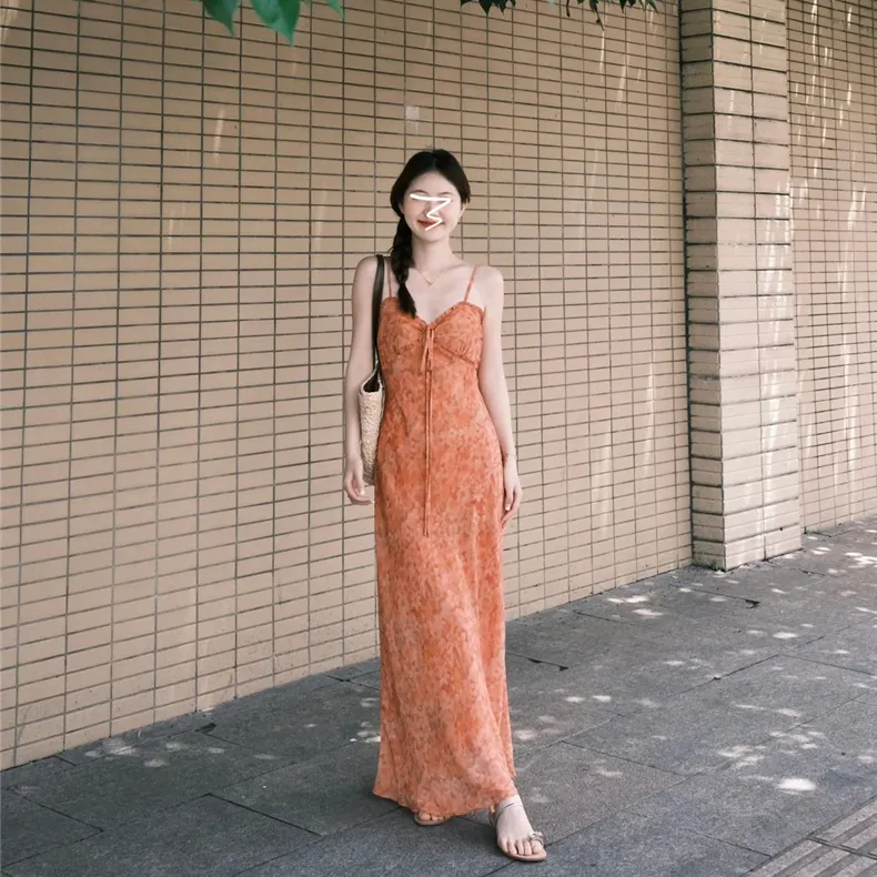 ETSE Slip Dresses Women's Orange-3
