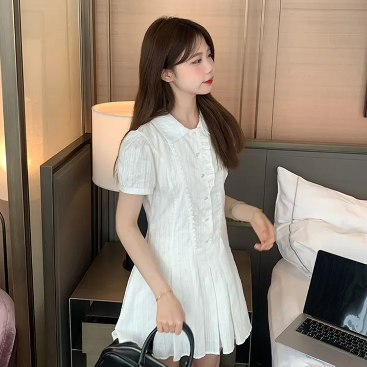 ETSE Short Sleeved Dress Women's White-4
