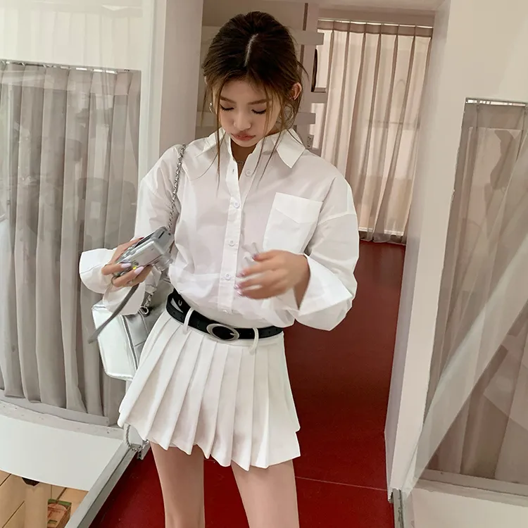 ETSE Casual Short Skirts Women's White-2