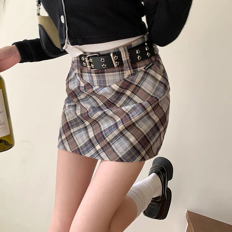 ETSE Casual Short Skirts Women's Brown-3