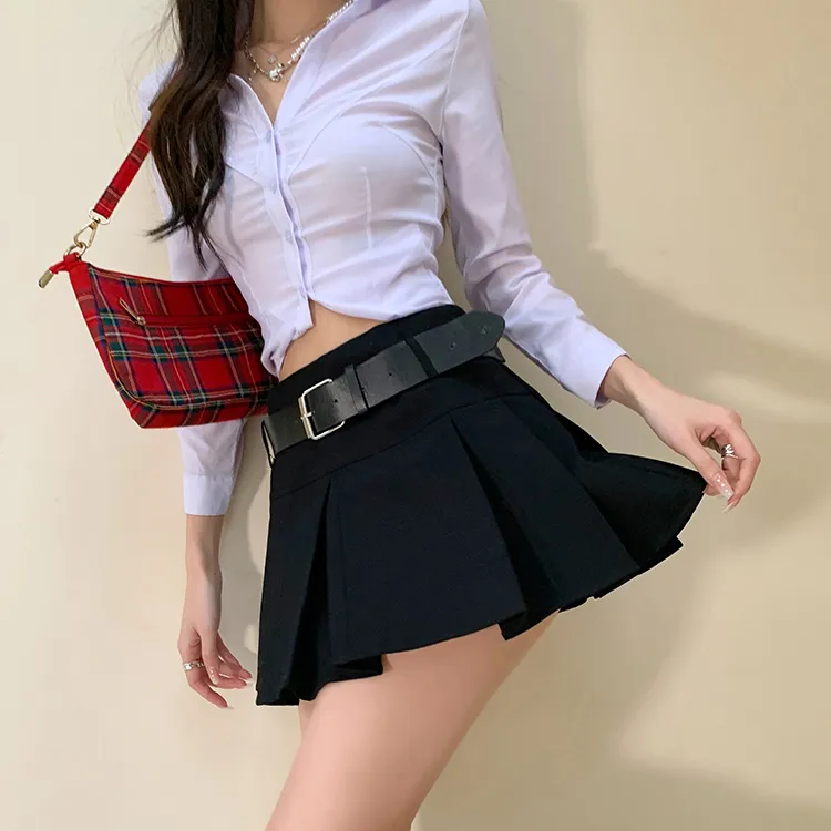 ETSE Casual Short Skirts Women's Black-3