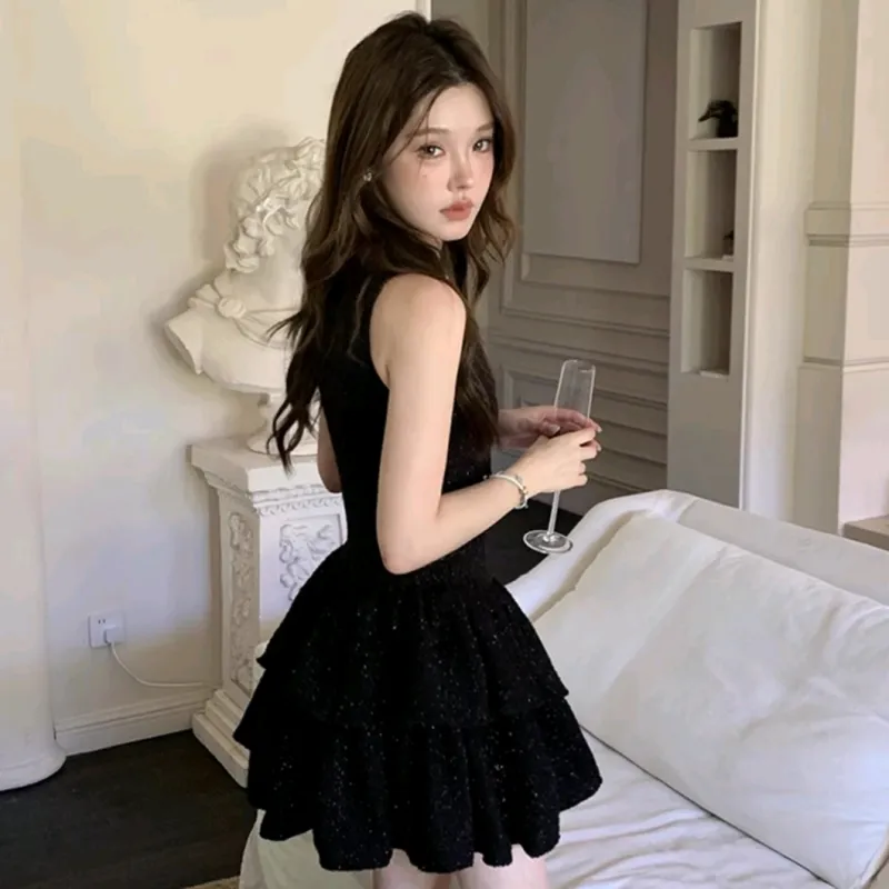 ETSE Sleeveless Dresses Women's Black-4