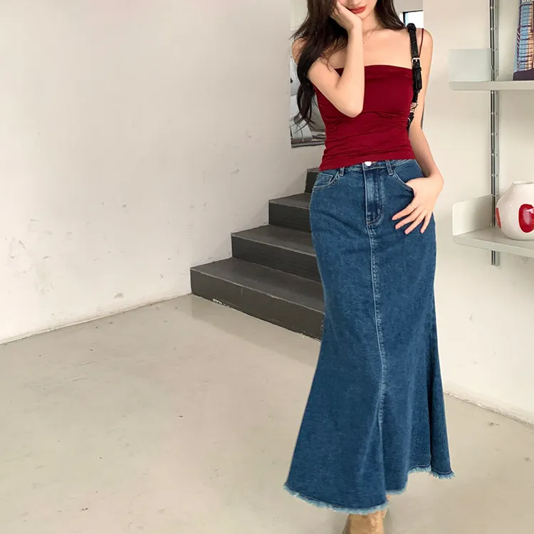 ETSE Denim Long Skirts Women's Blue-2