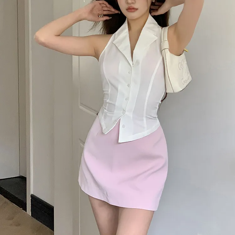 ETSE Casual Short Skirts Women's Pink-2