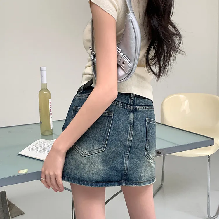 ETSE Denim Short Skirts Women's Blue-3