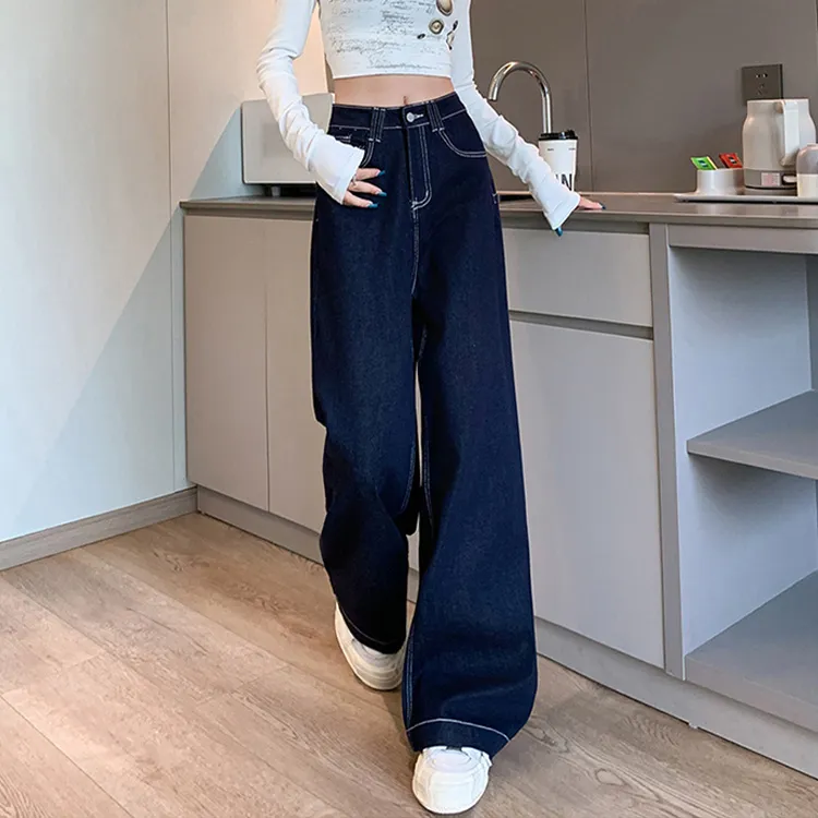 POPO.INFO Jeans Women's Denim Blue-4