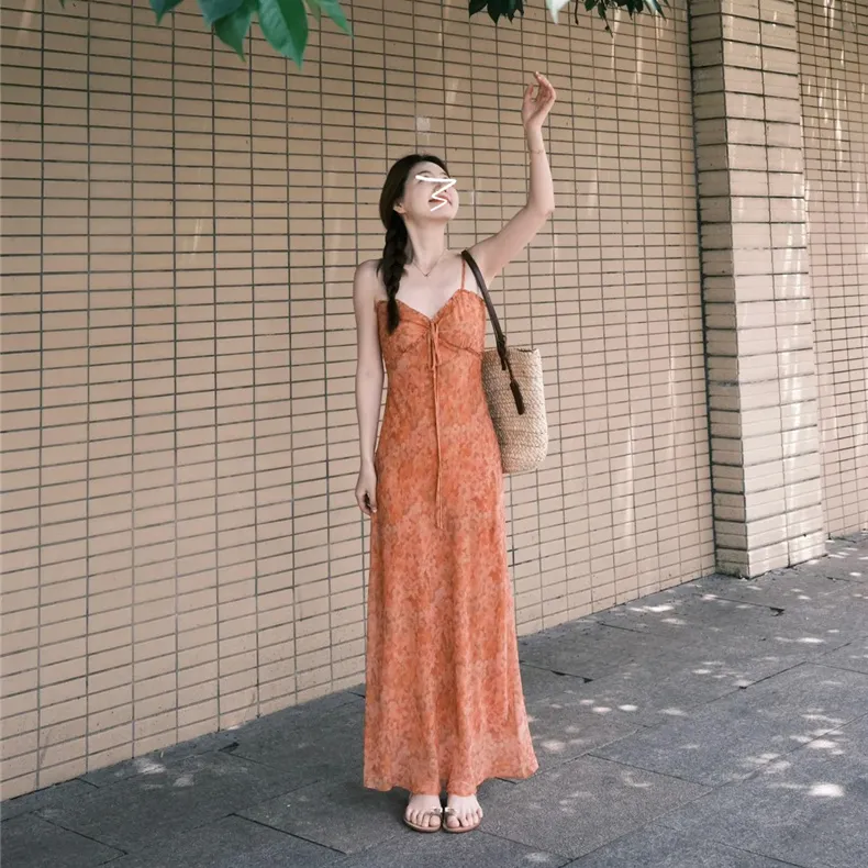 ETSE Slip Dresses Women's Orange-2