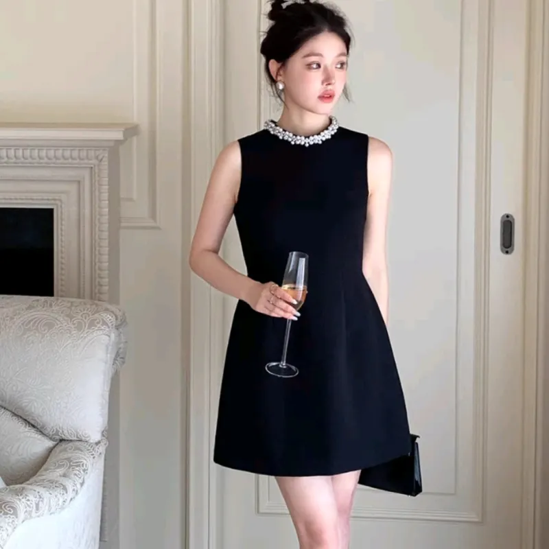 ETSE Sleeveless Dresses Women's Black Dress-2