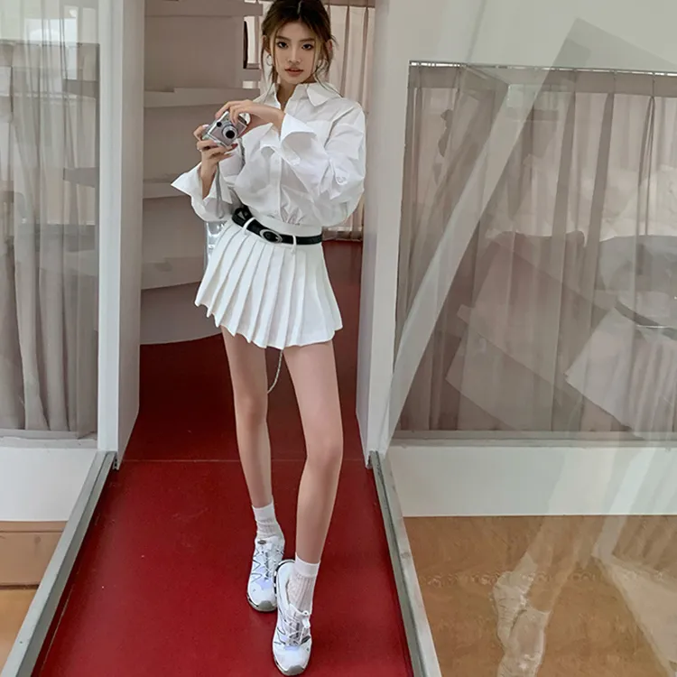 ETSE Casual Short Skirts Women's White-4