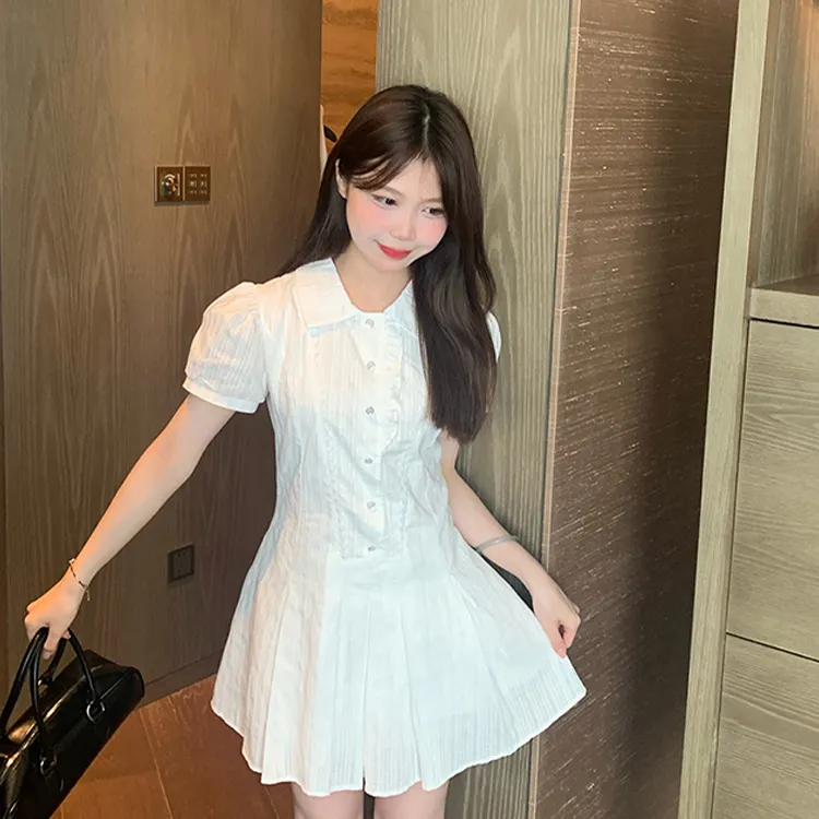 ETSE Short Sleeved Dress Women's White-2