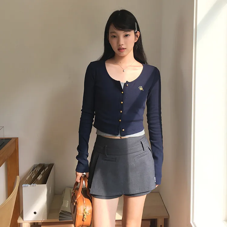 ETSE Casual Short Skirts Women's Gray-2
