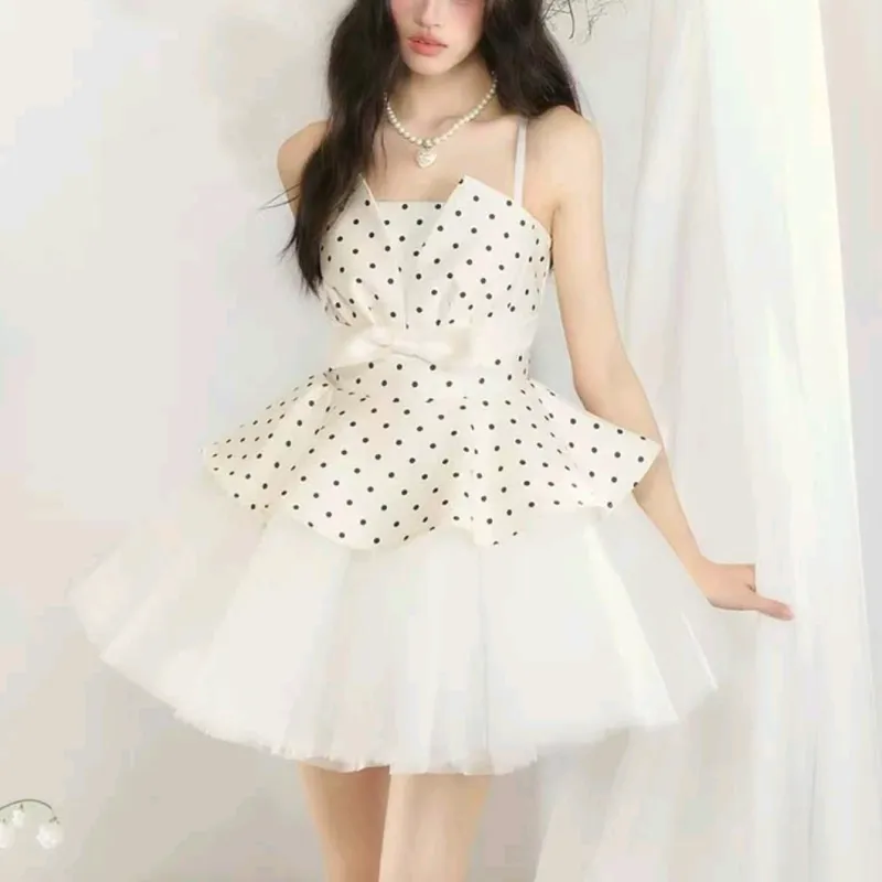 ETSE Slip Dresses Women's Polka Dot Dress-4