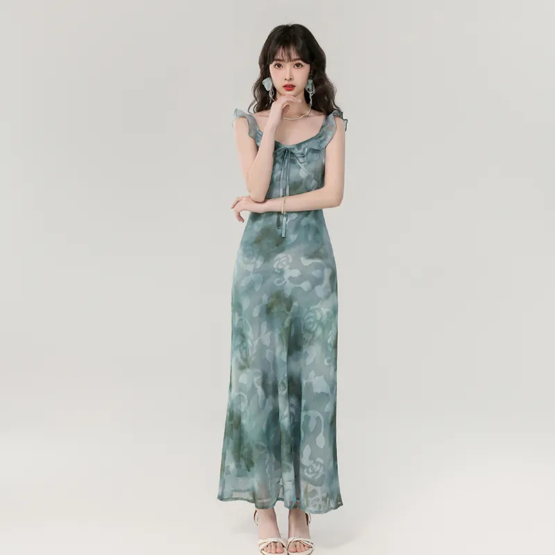ETSE Sleeveless Dress Women's Blue-3