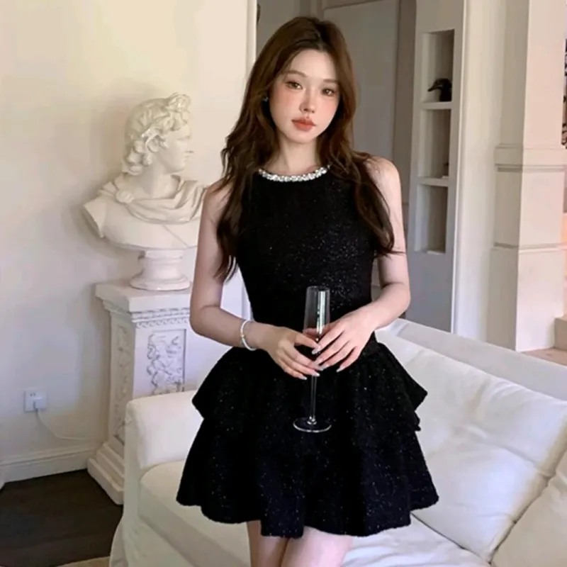 ETSE Sleeveless Dresses Women's Black-3
