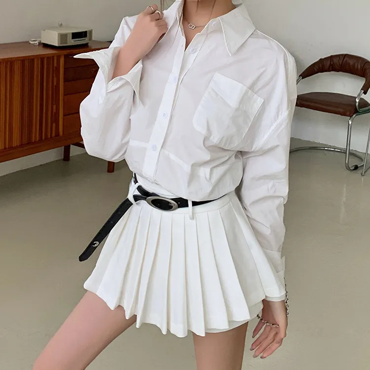 ETSE Casual Short Skirts Women's White-5
