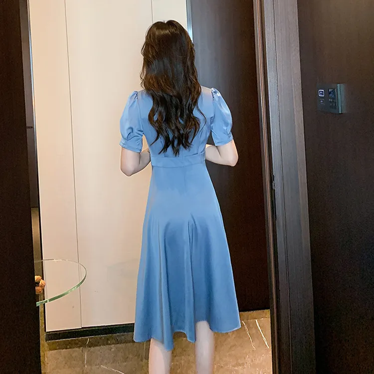 ETSE Short Sleeved Dresses Women's Blue-2