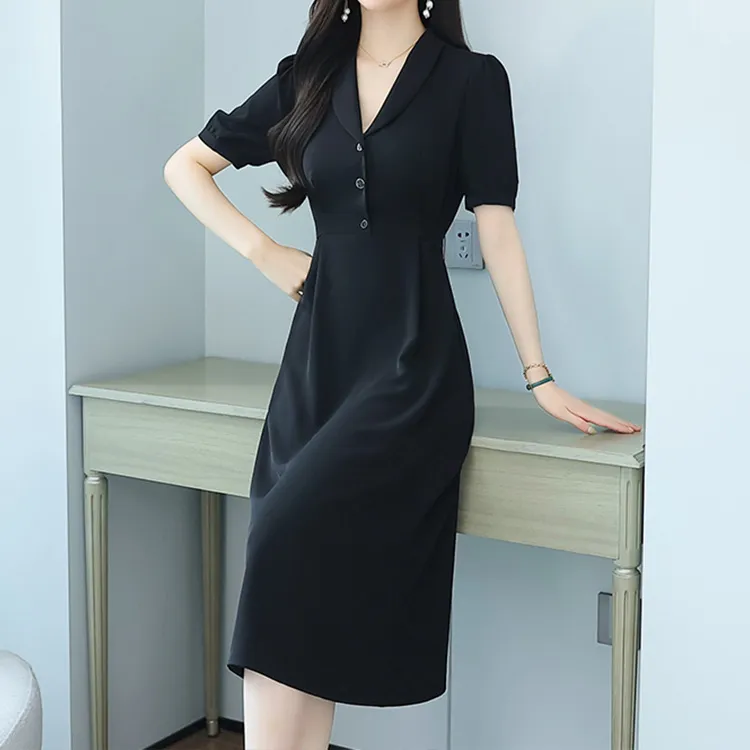 ETSE Short Sleeved Dresses Women's Black-5