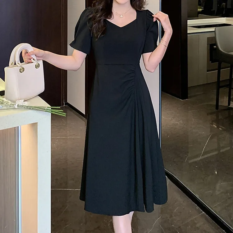 ETSE Short Sleeved Dresses Women's Black-4