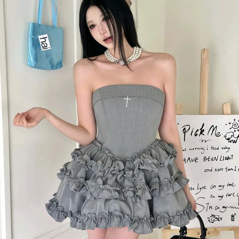 ETSE Sleeveless Dresses Women's Gray Dress-3