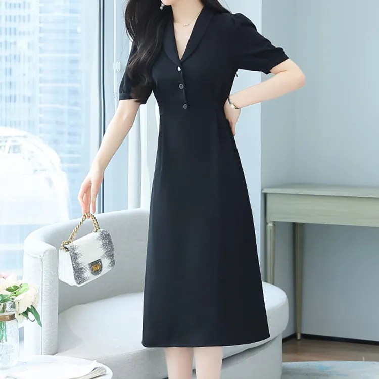 ETSE Short Sleeved Dresses Women's Black-3