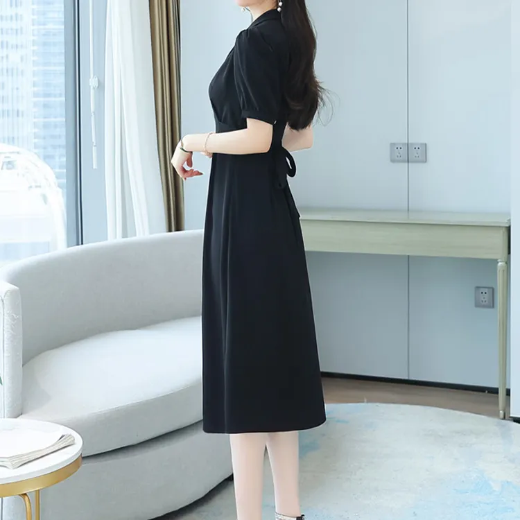 ETSE Short Sleeved Dresses Women's Black-4