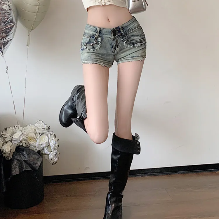 ETSE Denim Shorts Women's Vintage Blue-3