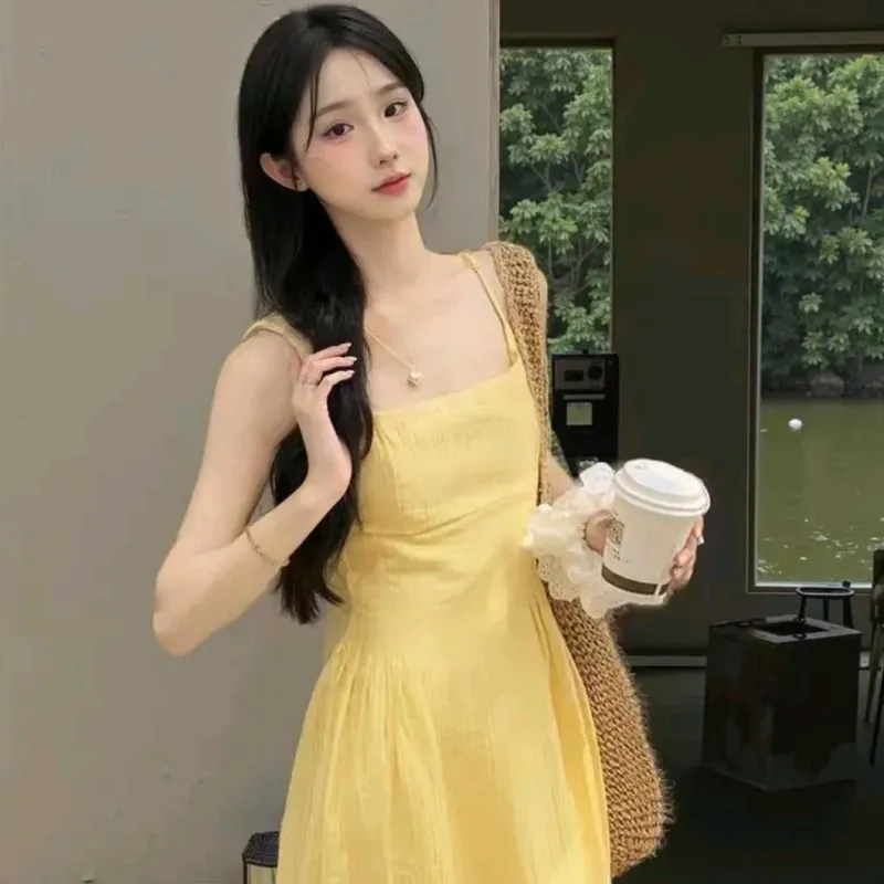 ETSE Slip Dresses Women's Yellow-5