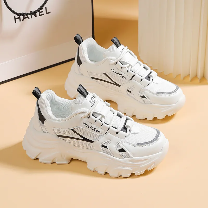 Mulinsen Slip Resistant, Abrasion Resistant, Lightweight Low Top Chunky Sneakers Women's-3