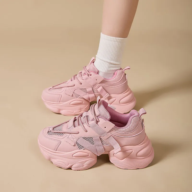 Mulinsen Slip Resistant, Abrasion Resistant, Breathable, Lightweight Low Top Chunky Sneakers Women's-3