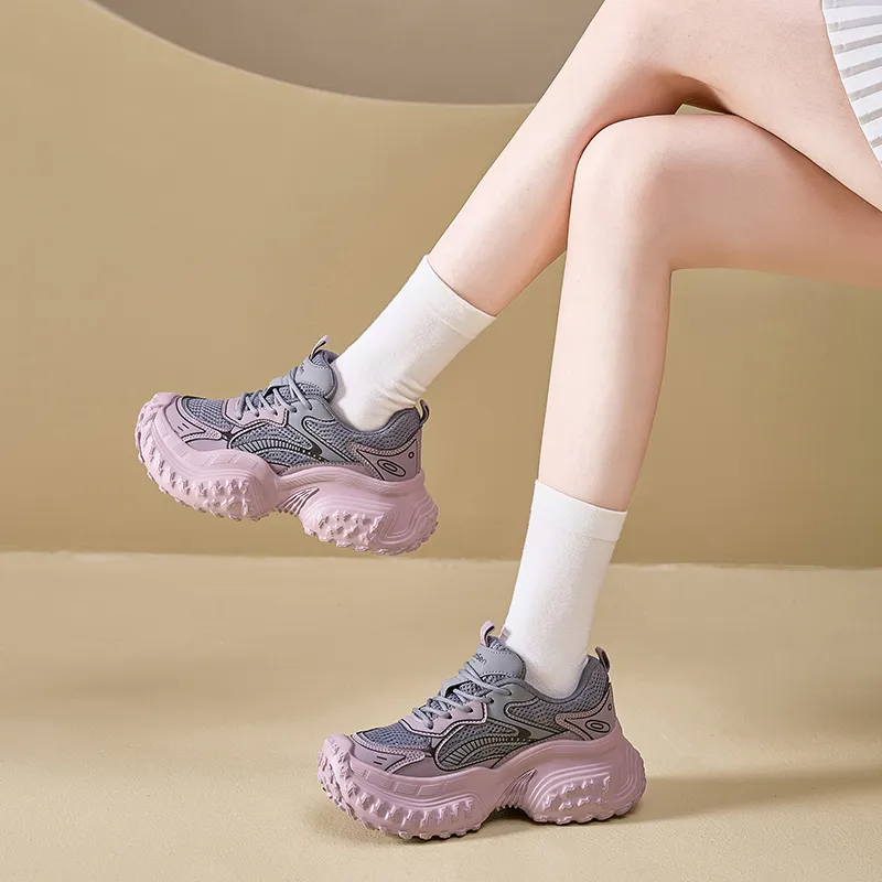 Mulinsen Anti Slip And Wear Resistant Height Increasing Low Top Chunky Sneakers Women's-11