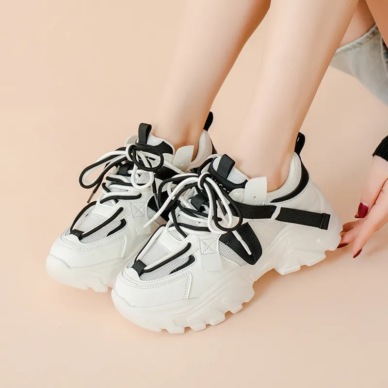 Mulinsen Slip Resistant, Abrasion Resistant, Lightweight, Height Increasing Low Top Chunky Sneakers Women's-12