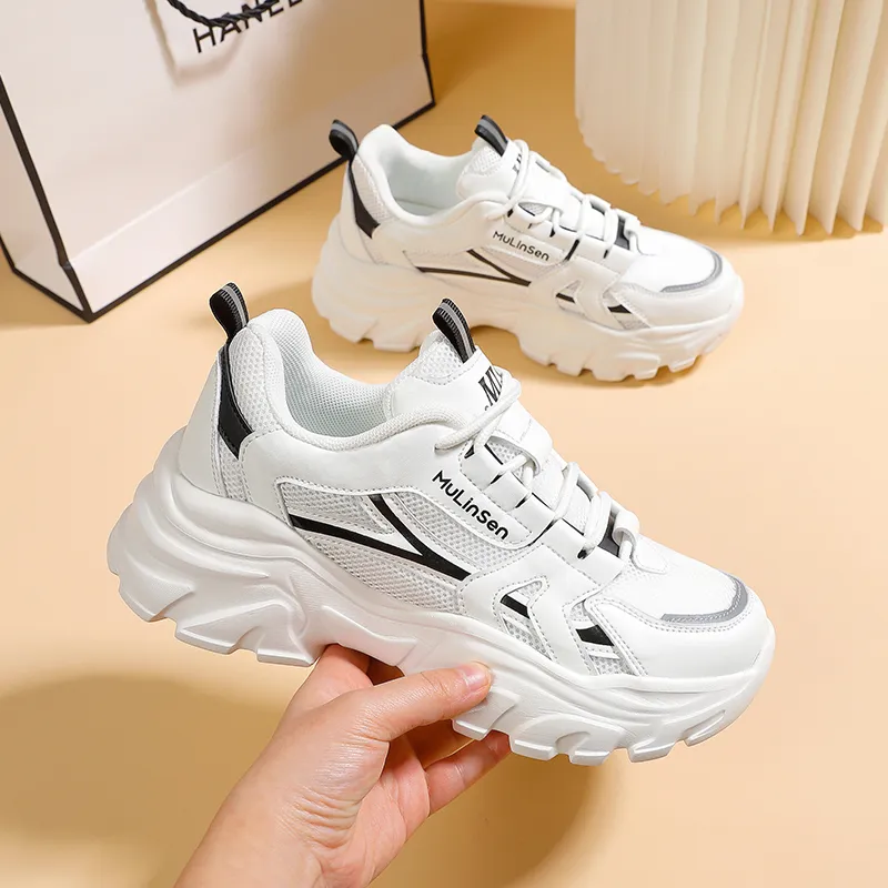 Mulinsen Slip Resistant, Abrasion Resistant, Lightweight Low Top Chunky Sneakers Women's-5