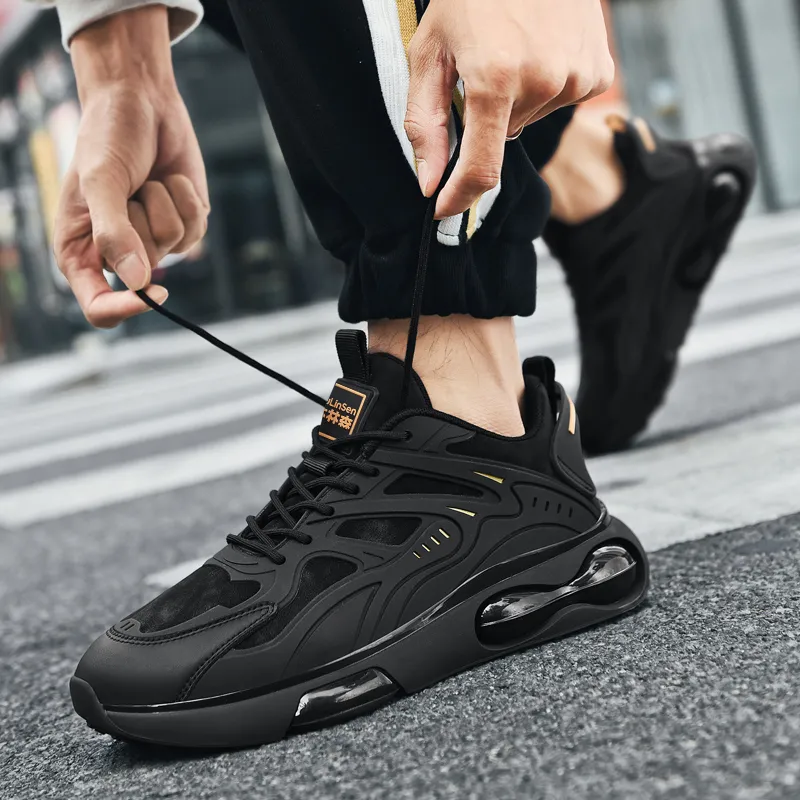 Mulinsen Slip Resistant, Abrasion Resistant, Thermal Low Top Casual Shoes Men's Black Gold-10
