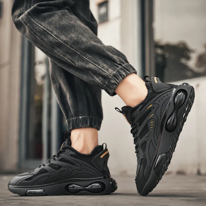 Mulinsen Slip Resistant, Abrasion Resistant, Thermal Low Top Casual Shoes Men's Black Gold-3