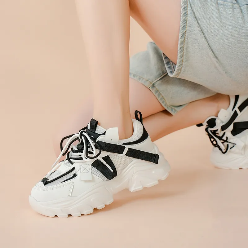 Mulinsen Slip Resistant, Abrasion Resistant, Lightweight, Height Increasing Low Top Chunky Sneakers Women's-11
